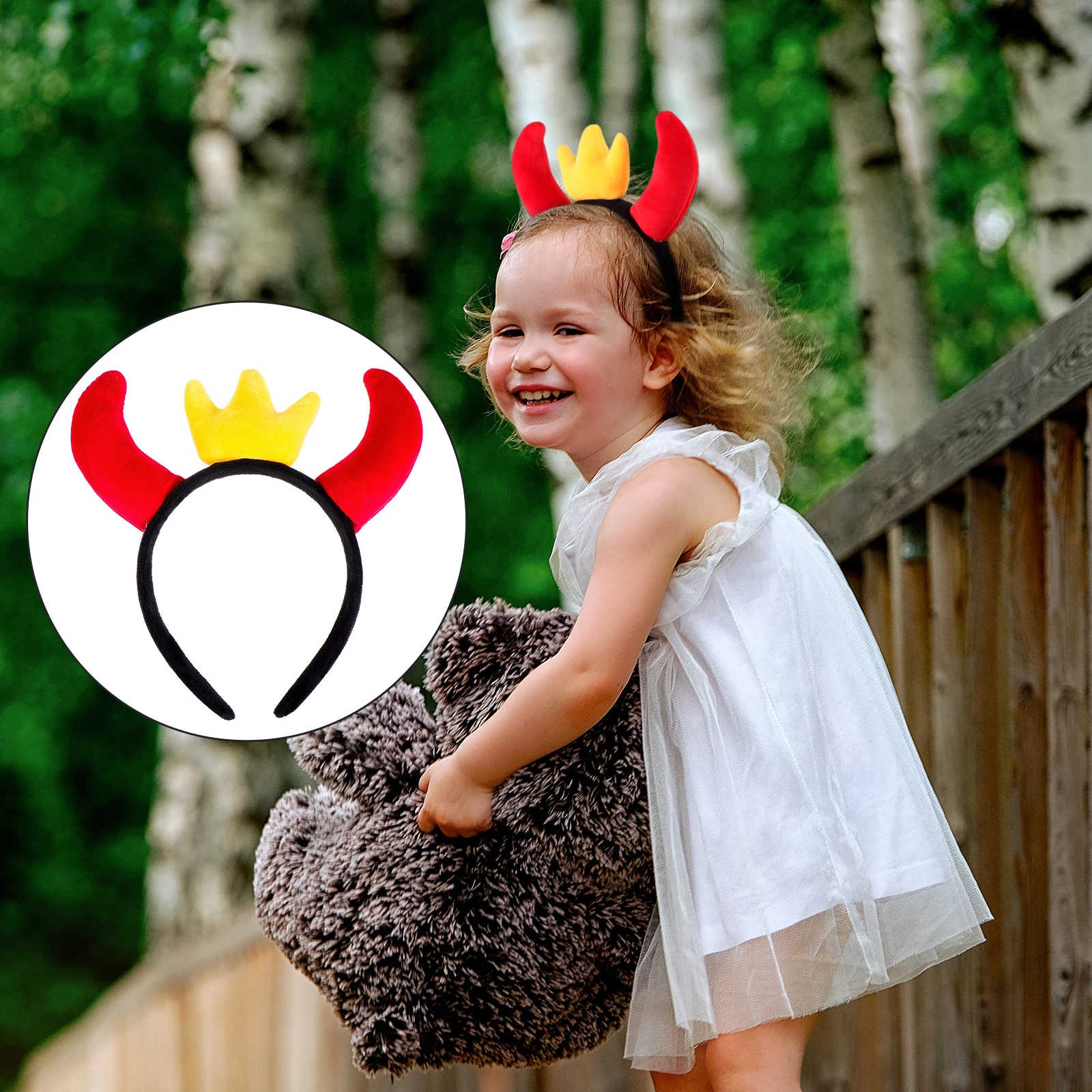 

1pc Ox Horn Crown Headdress Party Hair Band Costume Decor Fashion Hair Hoop Masquerade Cosplay Accessory For Kids Adults