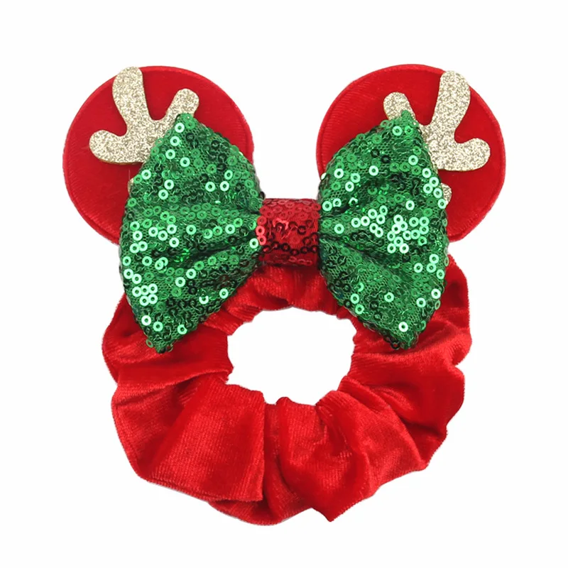 Christmas Disney Cute Ears Elastic Velvet Hairbands For Girls Sequins 4\