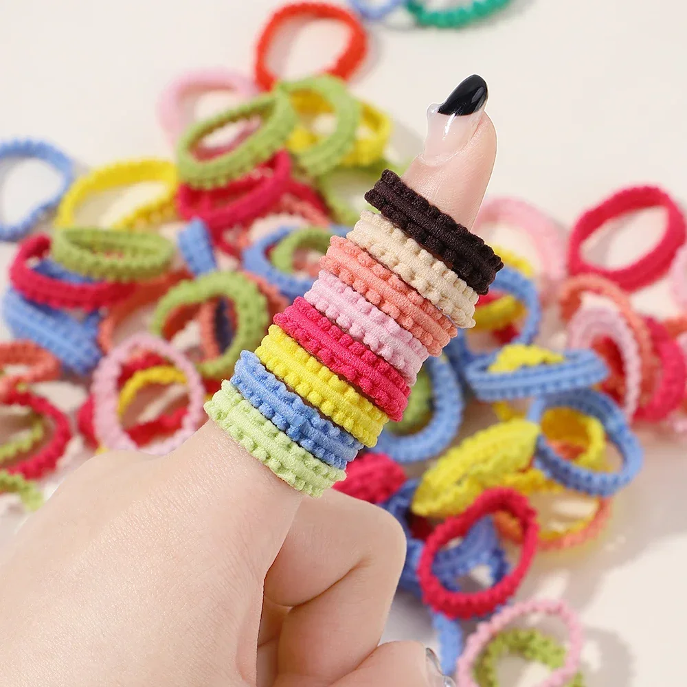 Bandas de goma pequeñas para niña, cintas para el pelo no dañinas, juego de coletas de alta elasticidad, cuerda para el pelo duradera de colores,