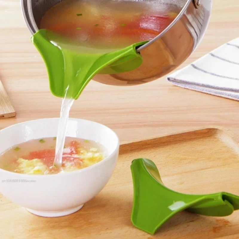 Caldero a prueba de derrames con Deflector de borde Circular, boquilla de guía líquida, utensilios de cocina para verter sopa