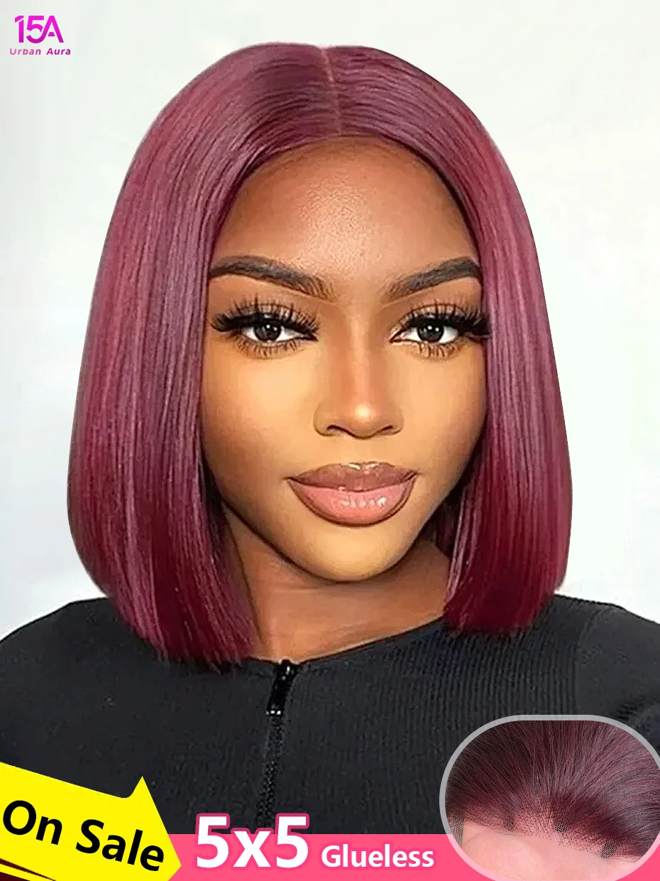 

Готовый к использованию бесшовный парик 5x5 2x6, цвет 99J Темный бордовый, 100% натуральные волосы, необработанные вьетнамские, с кружевной передней частью 13x4 13x6, парик-боб, распродажа