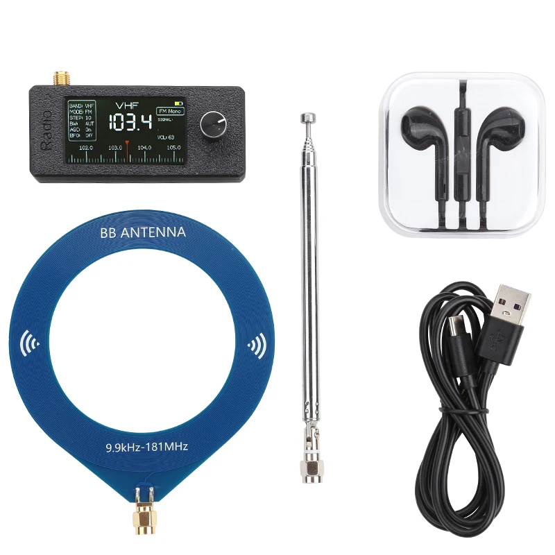 New ATS-mini V3 0.5-108MHz SI4732 Mini Radio Pocket SSB Radio with 2pcs Antenna Earphone FM/AM All Band ESP32 Radio Receiver