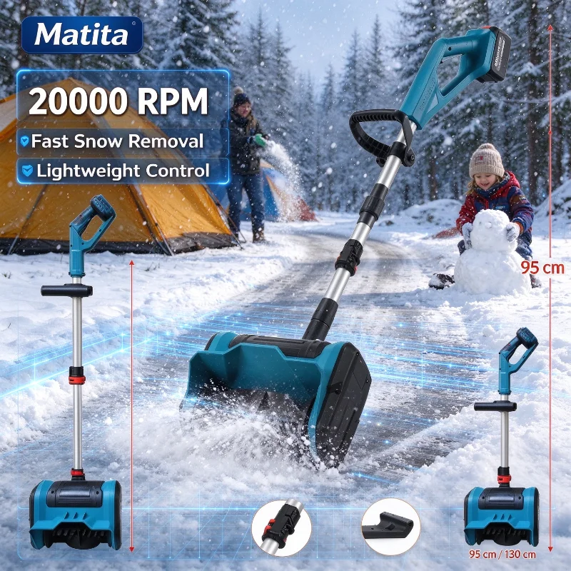 Hand-held Snow Blower Adjustable Long Pole Electric Snow Shovel for Driveway Sidewalk for Makita 21V Lithium Battery.