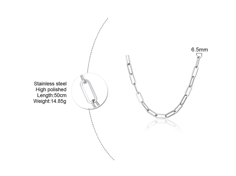 HERREN ALTA CAPTURE CHARM HALSKETTE EDELSTAHL RECHTECK PAPIERCLIP LINK LIGHT MACHINE CHAIN CHOKER HERREN SCHMUCK 20 ZOLL – Detail 1
