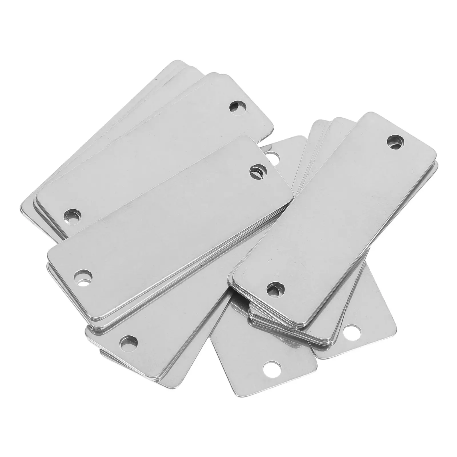 20Pcs Stainless Steel Rectangular Dual Hole Blank Tags for Pet Id Jewelry Engraving Crafting Retail Product Labels