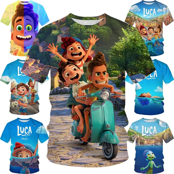 2024 Summer New Fashion Classic Cartoon Movie Luca 3D Printing Men's Short-sleeved T-shirt