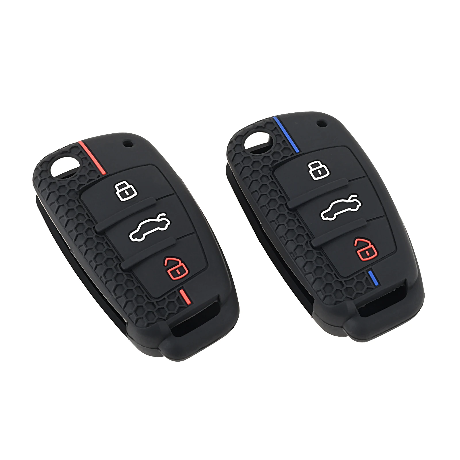 1Pc Car Key Case Black Red Line-Car Keycase Cover 3 Button Car Key Cover Protective Cover For Audi 22 A3 Car Decoration Parts