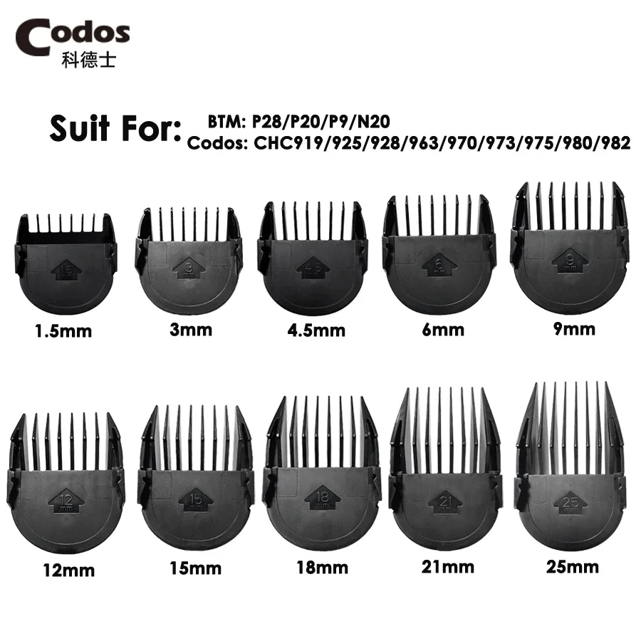 1pc Original Codos Hair Clipper Nozzles 1.5/3/4.5/6/9/12/15/18/21/25mm Hair Trimmer Shaving Combs for Hair Clipper 970 973 925