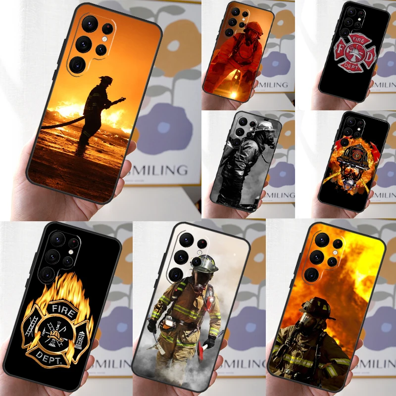 Firefighter Fire Fireman Case For Samsung Galaxy S24 S23 S22 Ultra Note 20 10 Plus S8 S9 S10 S20 FE S21 FE Cover