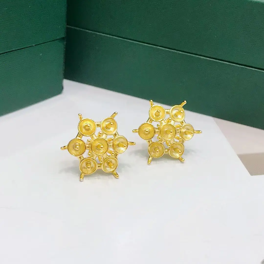 

Wholesale S925 Sterling Silver Earrings Mount Findings Settings Base Mounting Parts Accessory for 4-5mm Pearls 5 pairs/lot