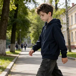 Navy Blue Black White Zip Up Hoodie Boys Jackets School Big Girls Sweatshirt 2 3 4 5 6 7 8 9 10 11 12 Year Autumn Spring Clothes