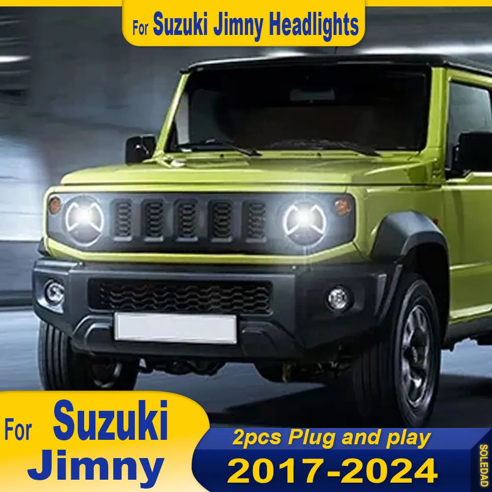 

Автомобильный фонарь для Suzuki Jimny 2018-2023, фары Jimny, светодиодные фары DRL, указатель поворота, дальний свет, линза проектора «ангельский глаз»