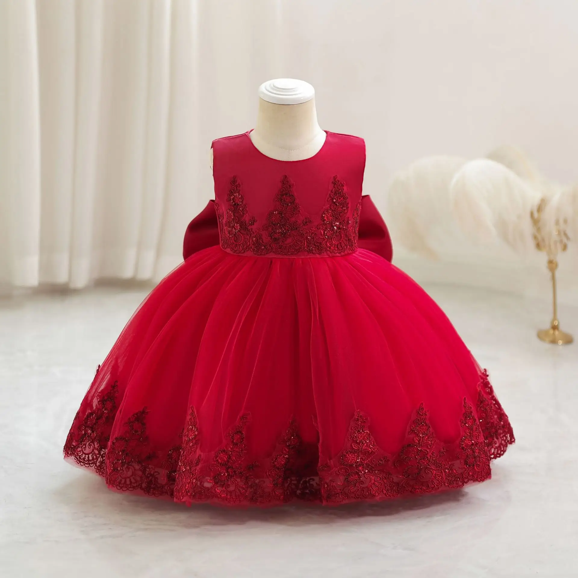 HETISO Toddler Girls 1st Birthday Party Dress Elegant Baby Kids Princess Wedding Bridesmaids Banquet Ball Gown 6M-5 Years