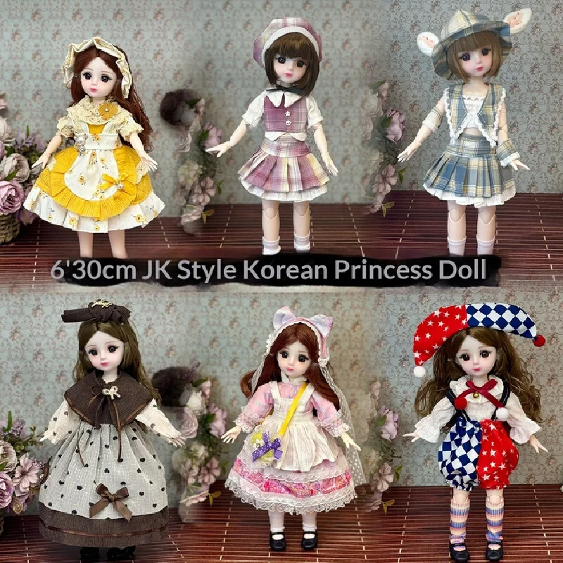 Dressing Doll With Clothes 30cm BJD Doll Dress Up 3D Eyes Removable Joints Doll Colorful 1/6 BJD 1/6 Bjd Dolls Girls Gifts