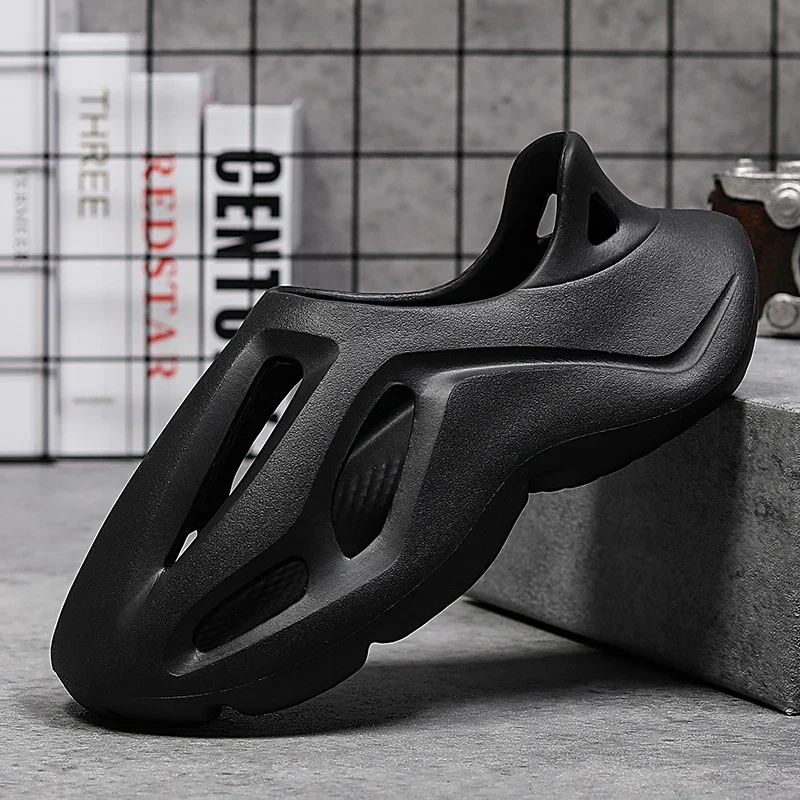 

Мужские тапочки, летние мягкие пляжные туфли из ЭВА с отверстиями, уличные женские нескользящие персонализированные полые туфли, размеры 36-47