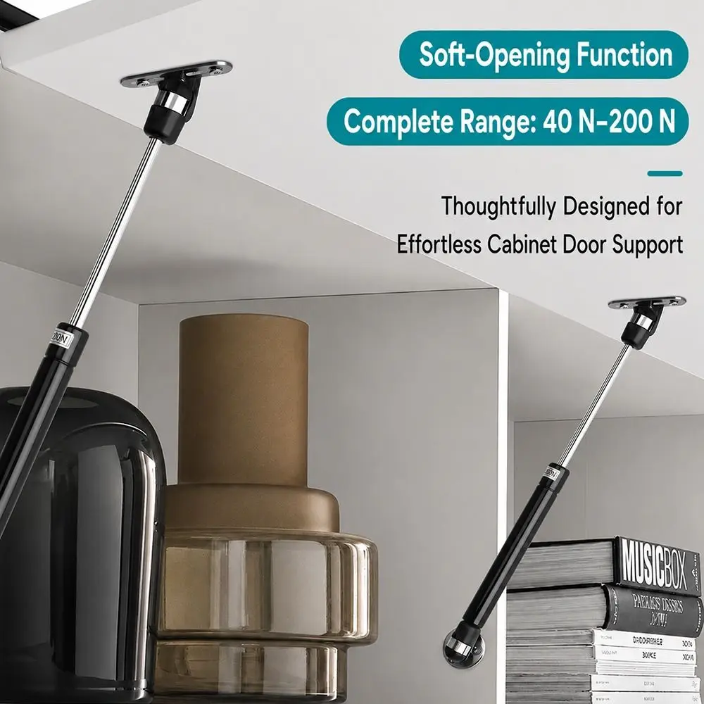 1Pair ABS Head Iron Copper Gas Spring Shock Strut 27cm Shaft Length 1.5cm Shaft Diameter Lift Support Strut Black