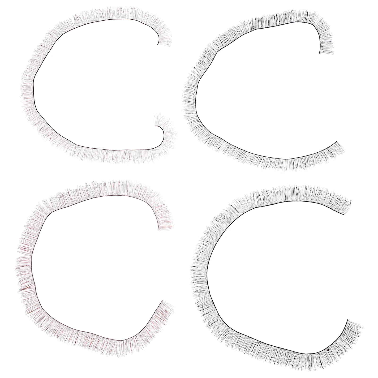 4 Pcs Handmade False Eyelashes Eyelashes Accessories Lashes (Black 1cm + Black 08cm + Brown 1cm + B