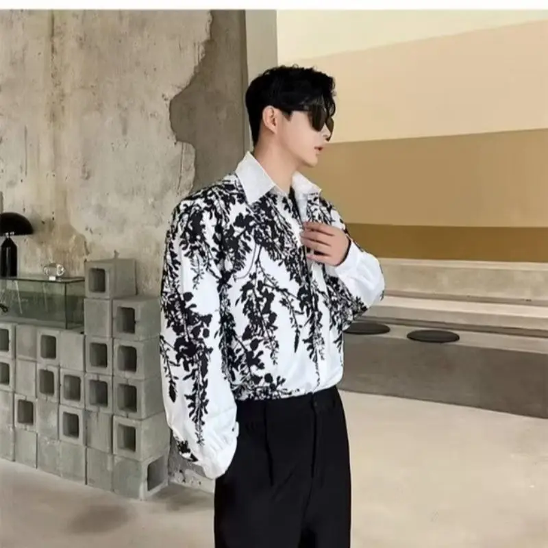 Spring Autumn New Fashion Turn-down Collar Long Sleeve Printing Blouse Men\'s Clothing Loose Button Trend Simplicity Chic Shirts