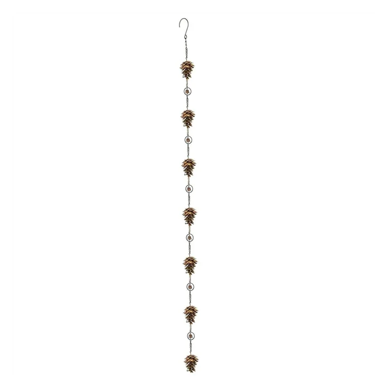 

Pine Cone Shaped Rain Chain, Ancient Graffiti Pine Cone Decorative Hanging Chain, Metal Iron Bells