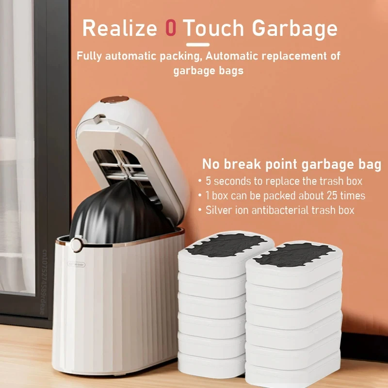 

Automatic Bagging Trash Can Luxury Touchless Narrow Smart Bathroom Bin Kitchen Induction Garbage Can Adsorption Wastebasket