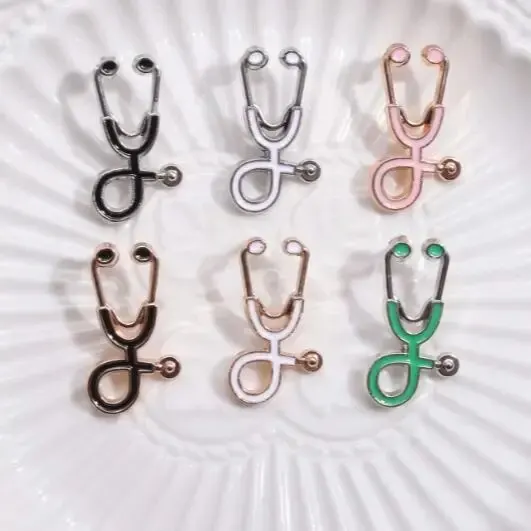 Geometric Doctor Stethosc6pcs Ope Creative Design Chest Needle Color Alloy Pin Silver Oil Dropping Emblem