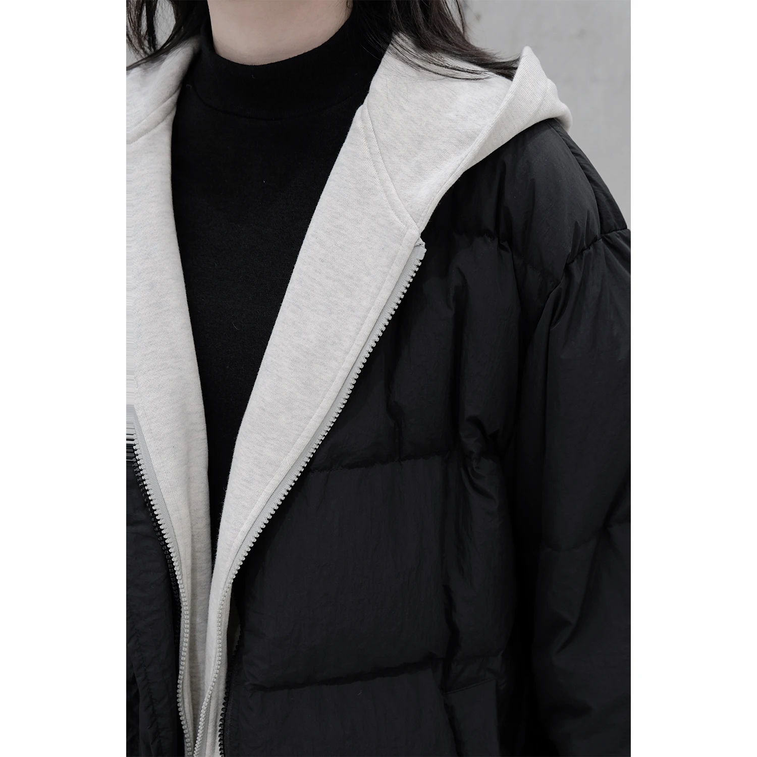 UMI MAO Yamamoto Dark 90 White Duck Down Winter Jacket Fake Two Piece Hooded Quilt Down Coats Thick Warm Long Coat Femme