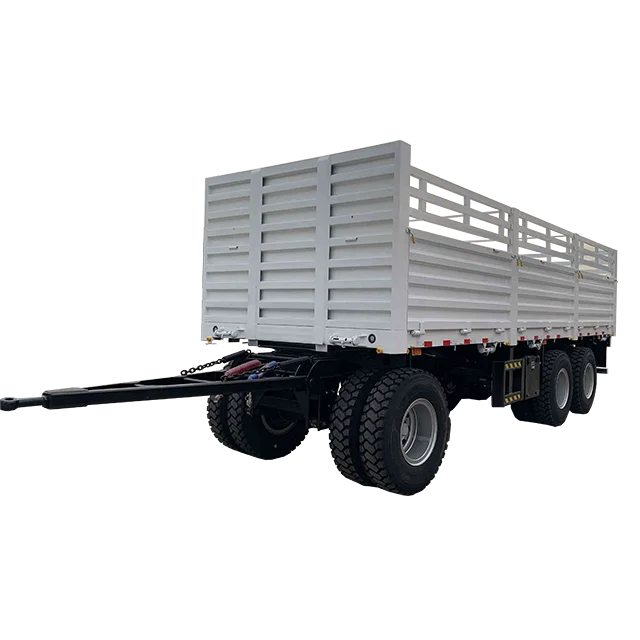 3-Axle 40 Ton Steel Flatbed Side Wall Dolly Drawbar Full Trailer