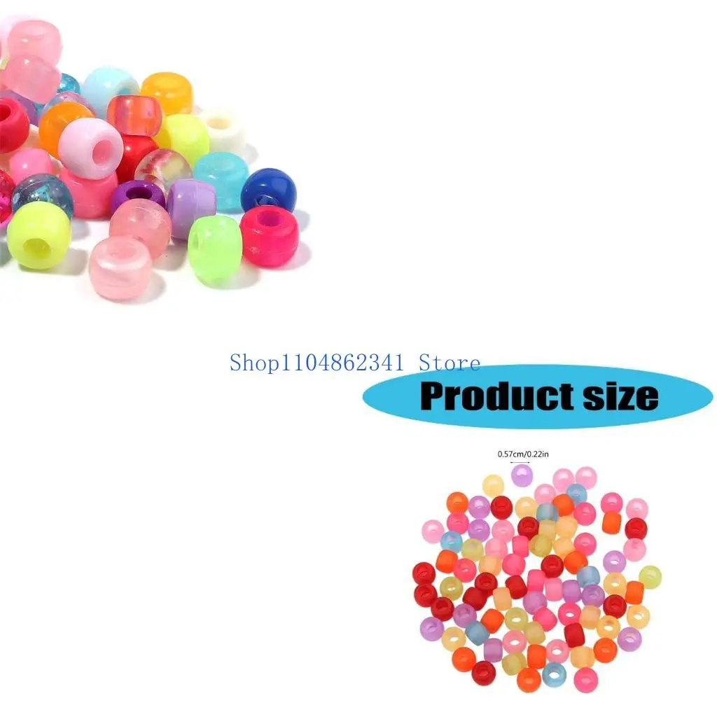 5ASD 200pcs 둥근 다채로운 아크릴 헤어 비즈 어두운 아이를위한 어둠 속에서 빛