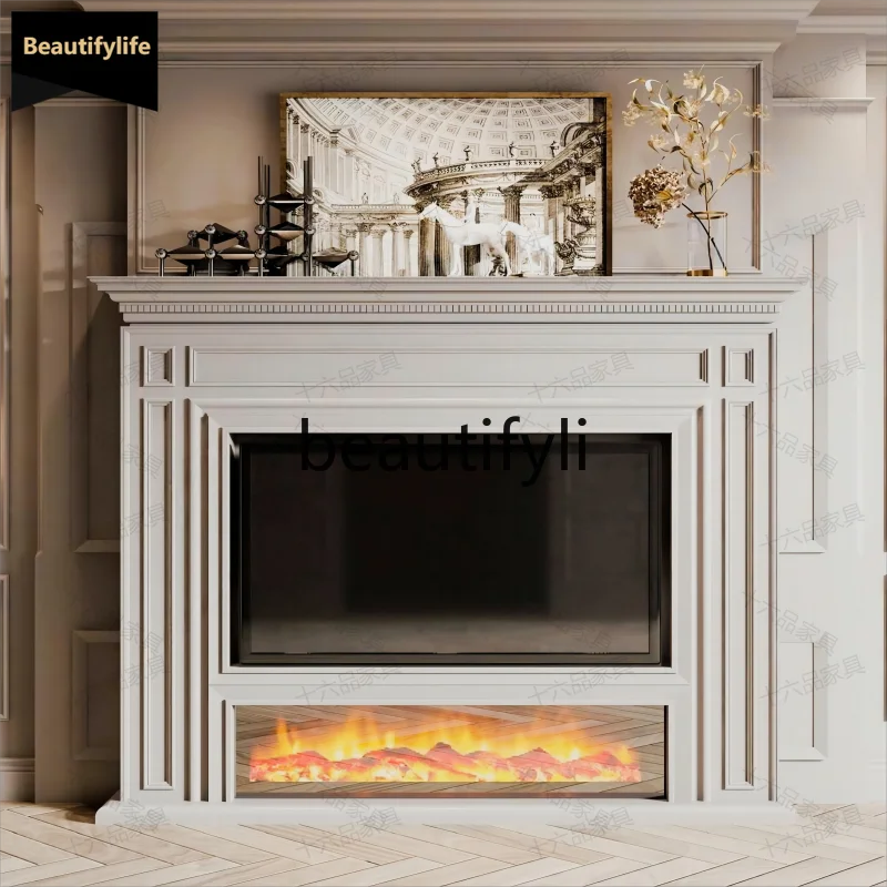 

European Style Solid Wood Fireplace Mantel American Style Background Wall Fireplace French Style Partition Decorative Cabinet