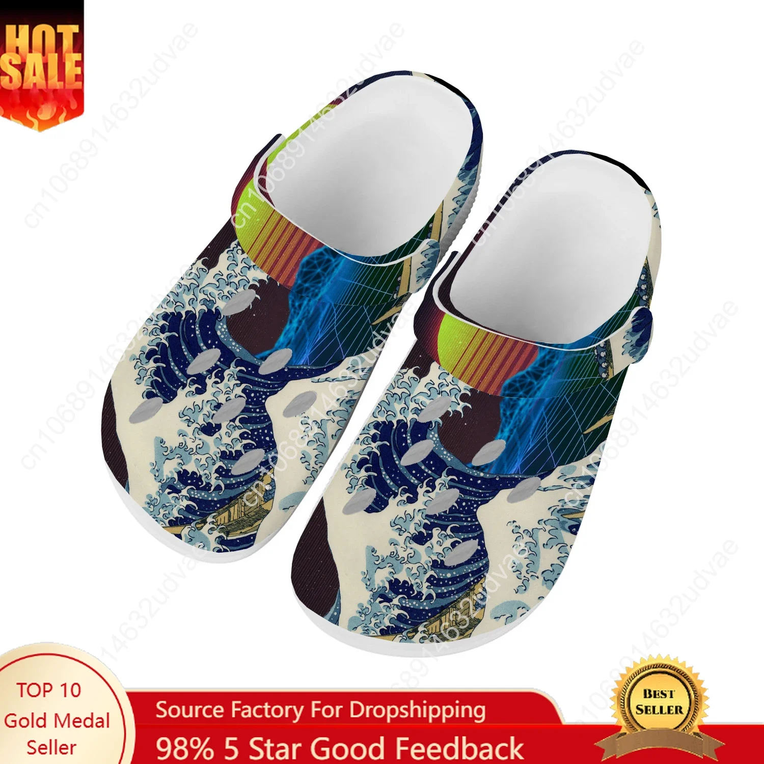 

The Great Wave Off Kanagawa Water Shoes Men Women Comfortable Home Garden Clogs Customizd Sandals Beach Breathable Hole Slipper