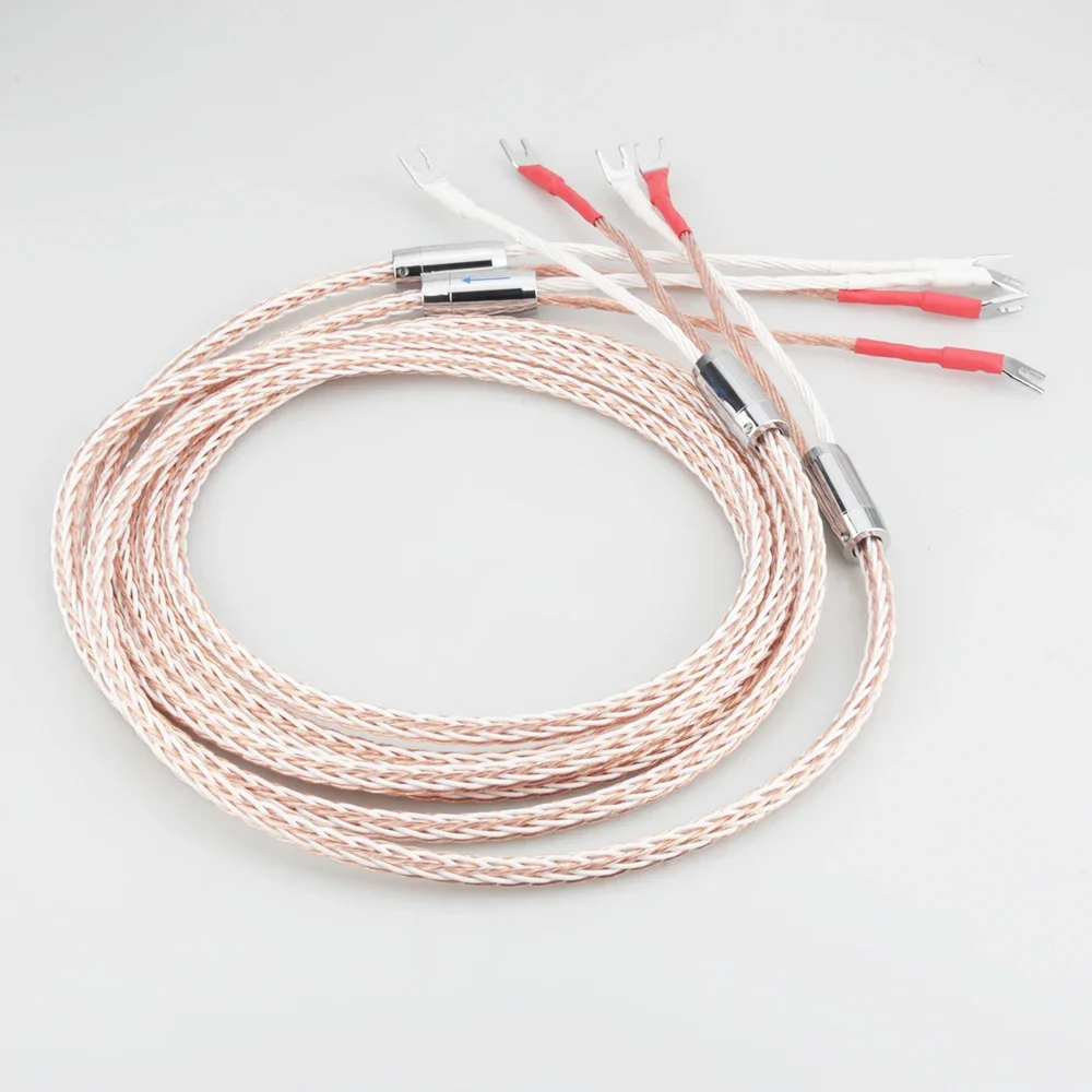 Audiocrast 단결정 구리 오디오 스피커 케이블, 하이파이 앰프 스피커 케이블, 8TC 한 쌍