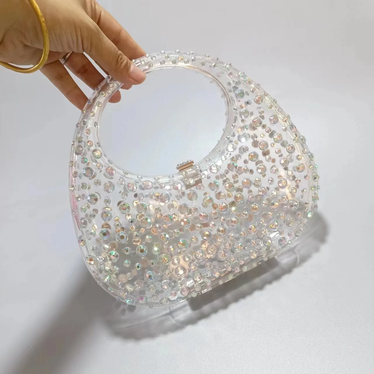 

Luxury Shiny Acrylic Bag For Women Designer Diamond Transparent Handbag Summer Beach Wedding Party Prom Purse 2024 Trend Fashion