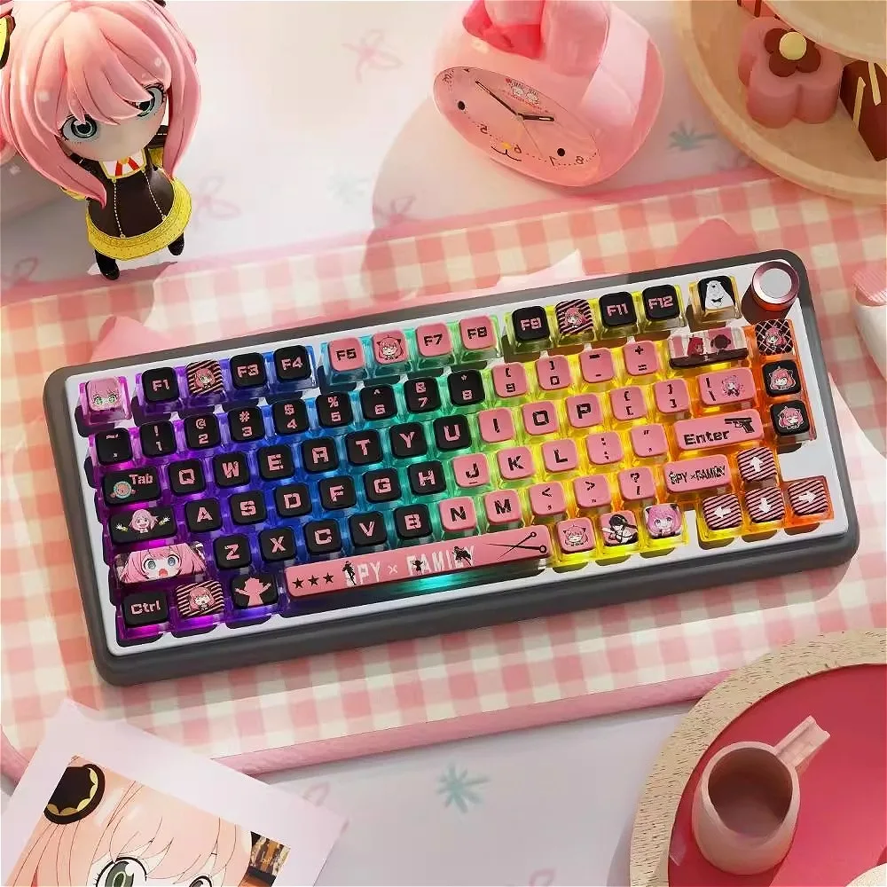 أغطية مفاتيح Spy x Family Anime، أغطية مفاتيح RGB PBT لامعة ذات 4 جوانب، ملف تعريف MSA قابل للتبديل السريع للوحة المفاتيح الميكانيكية
