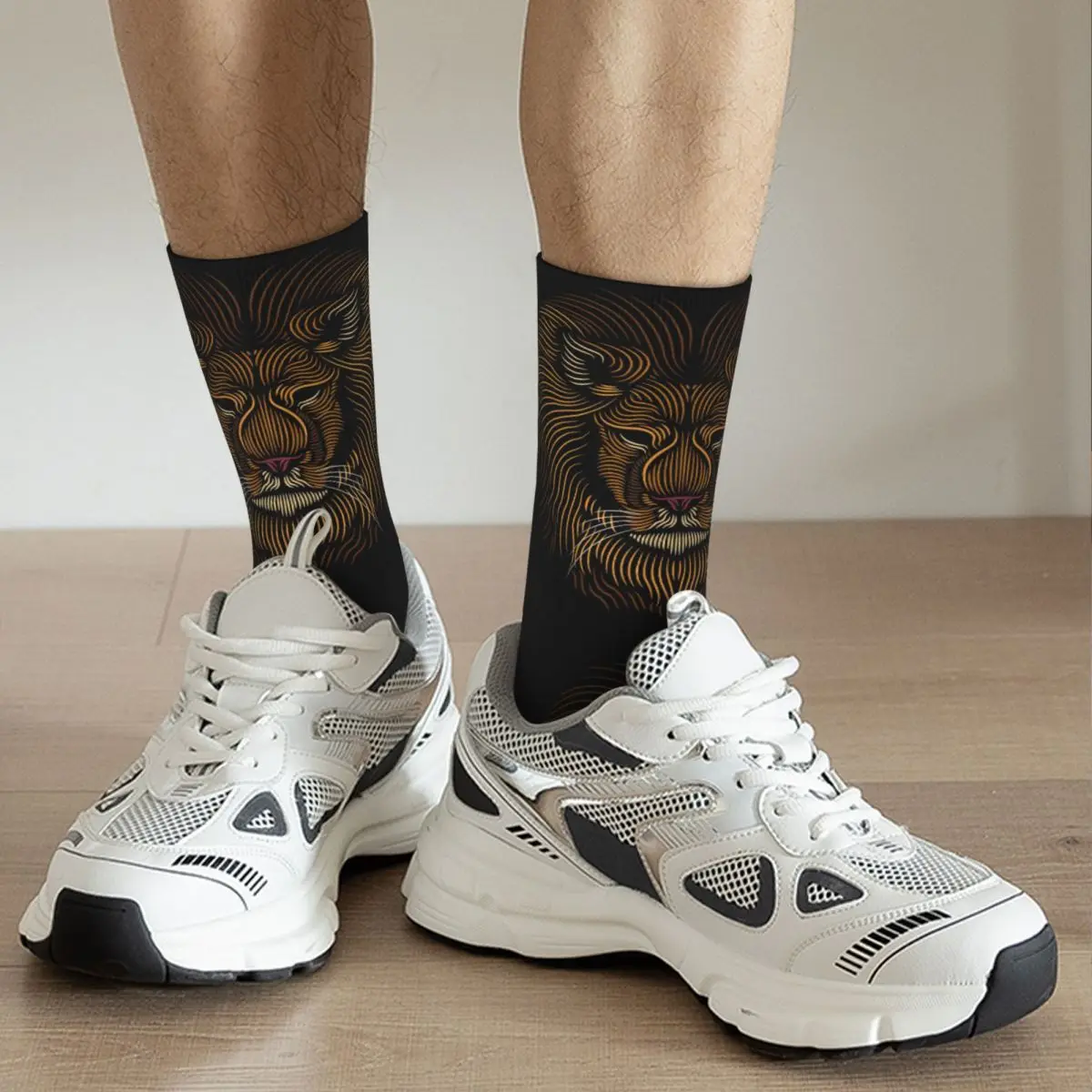 Lion Head Line Art Grapic Animal Drawing Adult Socks Unisex socks,men Socks women Socks