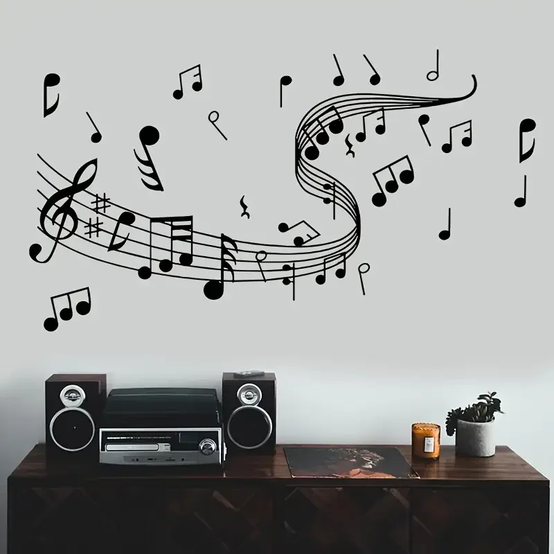 Wonderful And Romantic Music Notes Wall Stickers Made of Self-Adhesive Vinyl, Suitable for Decorating Bedrooms, Living Rooms, Ca