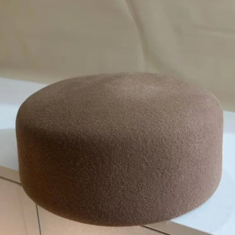 Solid Color Flat Top Pillbox Hat Women 100% Wool Warm Classic Winter Daily Headwear Fashion Outdoor