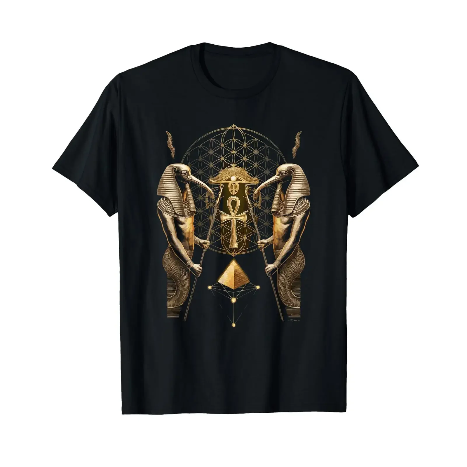 Thoth Egyptian God Mythology Pyramid Ancient Egypt T Shirt vintage Washed Stretched graphic Comfortable fashion Casual
