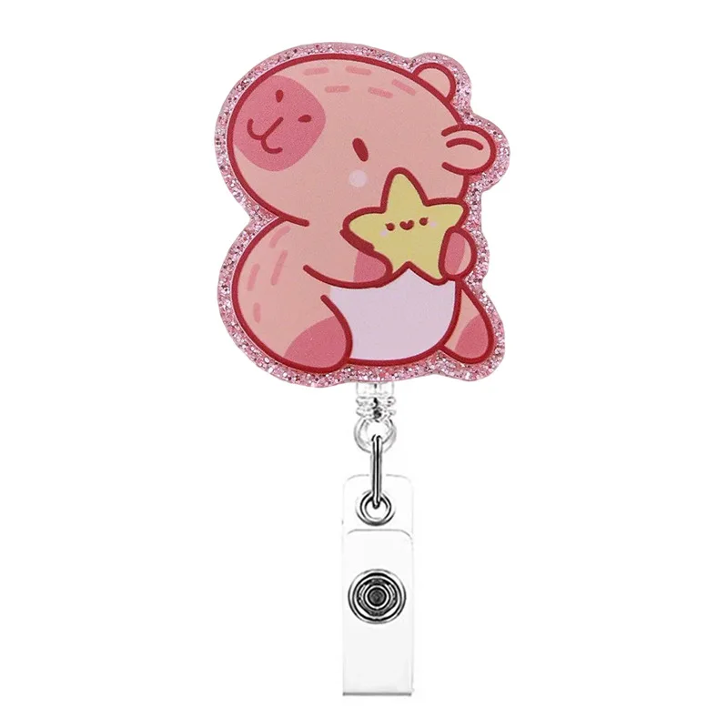 Retractable Alligator Clip Acrylic Nurse Badge Reel Kapibala Badge Holder Retractable Acrylic Badge Reel For Office Hospital