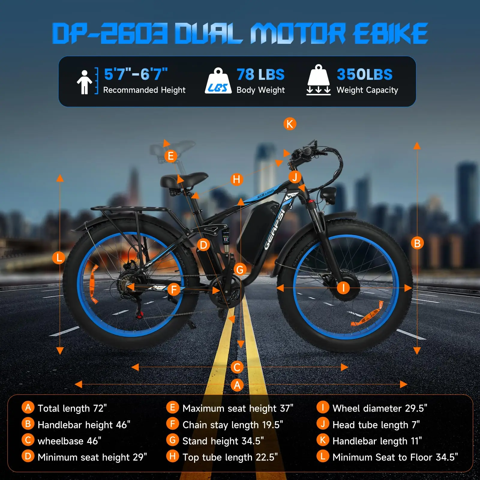 【1-летняя гарантия】Электрический велосипед BAOLUJIE 2603 для взрослых, 3000 Вт, 48 В, 25 Ач, литиевая батарея, электрический велосипед, максимальная скорость 35 миль в час, UL 2849