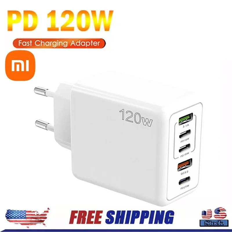 Xiaomi 120W GaN USB C Charger QC3.0 Quick Charge Mobile Phones Charger Adaptor 10A Type C Cable For Samsung IPhone Fast Chargers