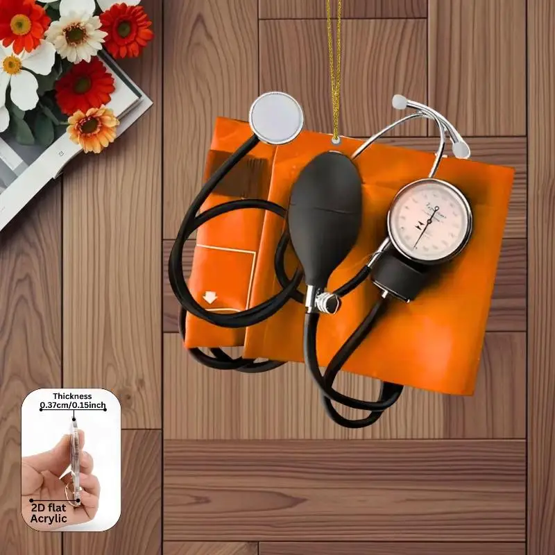{#} 1Pcs 2D Acrylic Keychains Blood Pressure Monitors Pendant Backpack Accessory Party Favor Gifts For Boyfriend Office Settings