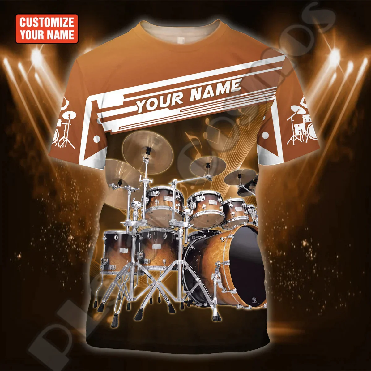 NewFashion Custom Name Music Drummer Drums Colorful Polyester 3DPrint Harajuku Streetwear Summer Casual Short Sleeves T-Shirts S