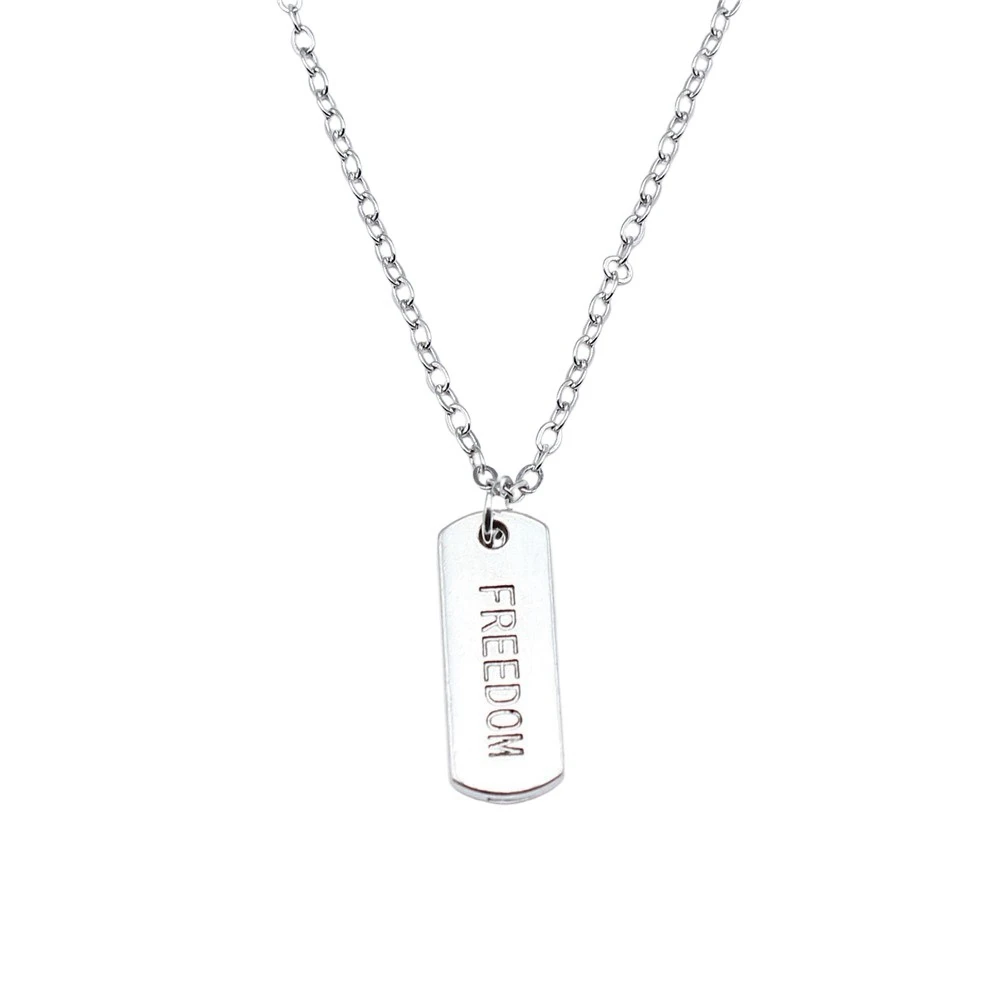 1pcs FREEDOM Tag Charms Choker Women Accessories Vintage Jewelry Vintage Chain Length 43+5cm
