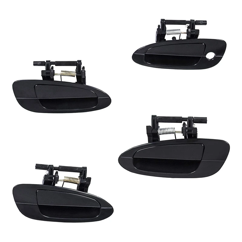 

Hot-A015-4Pcs Car Outside Door Handle Smooth Black 69230-02030 69220-02040 For Nissan Altima 2002-2006 (Front+Rear)