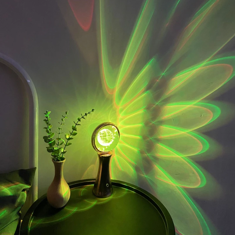 Crystal Globe Atmosphere Night Light 360°Rotation Table Lamp Room Decor Desktop Restaurant Bar Party Projector Lighting Fixture