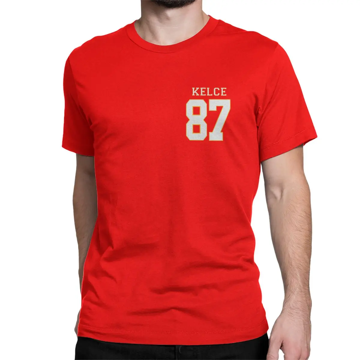 Travis Kelce Number 87 T Shirts Men Women's Cotton Leisure T-Shirt Crewneck Football Tees Short Sleeve Tops Big Size