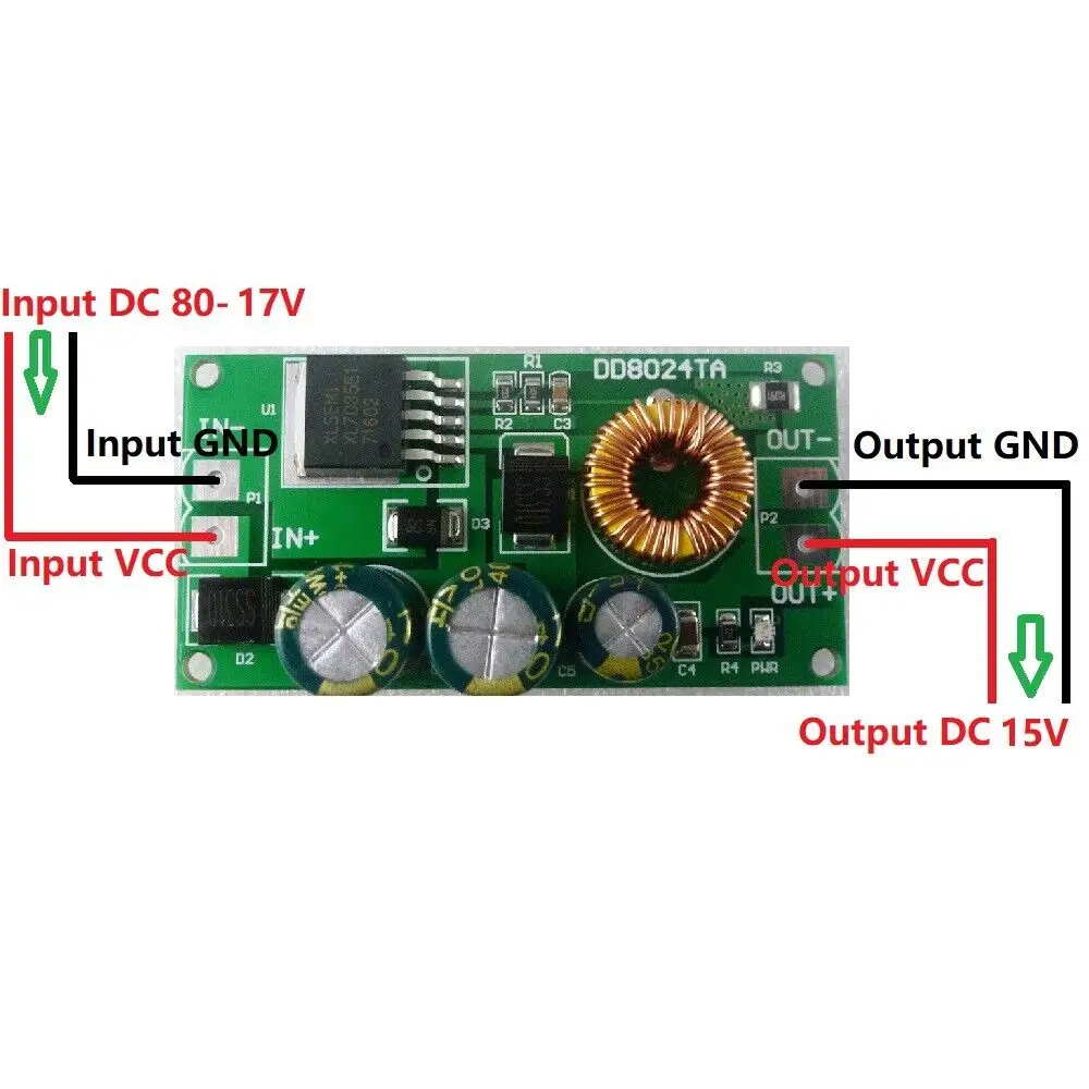 17-80V To 15V 0.75A DC 150KHz High-Q Value Voltage Regulator Dropout TVS Protect