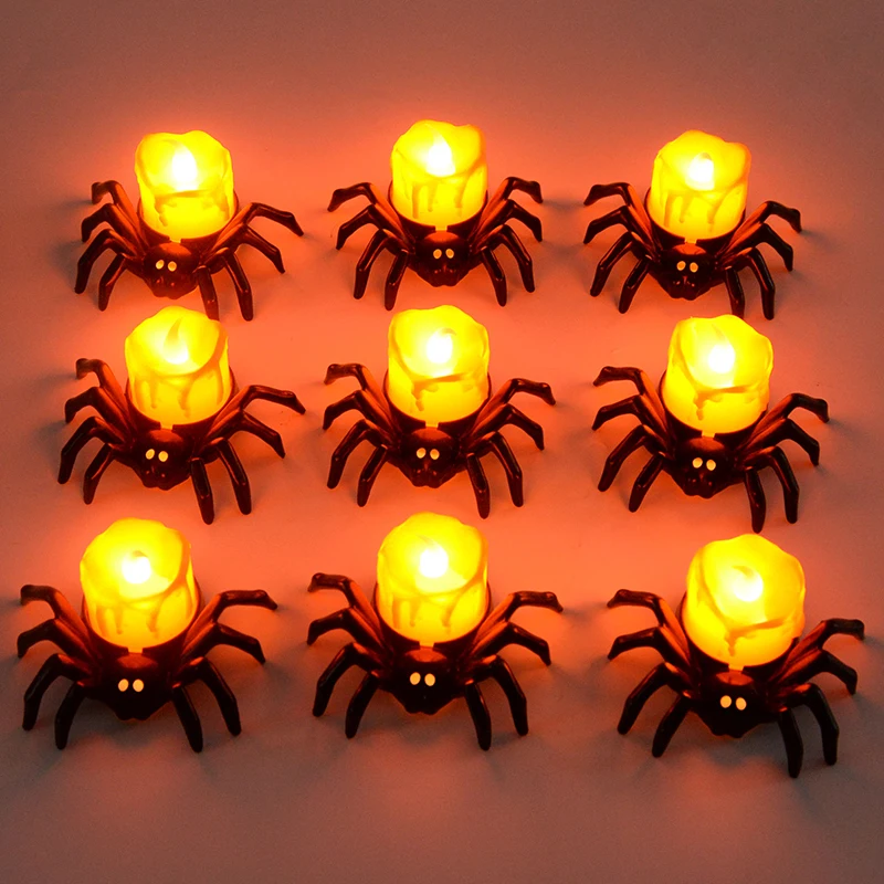 

Halloween Lights LED Candle Pumpkin Spider Ghost Candlestick Lamp Flameless Battery Operated Lights Halloween Party Decoration