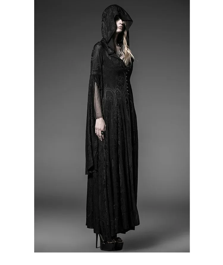 Halloween nieuwe dames gebreide jurk met capuchon, slank en dun cosplay hof goth donker kostuum cosplay mujer sexy pornografische kleding