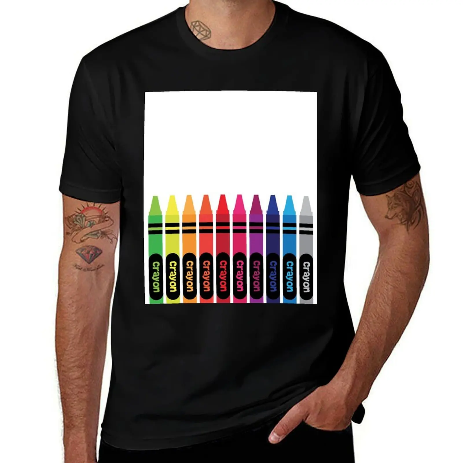 Wax Crayons T-Shirt Plus Size Basic Short Sleeve Top T-Shirt